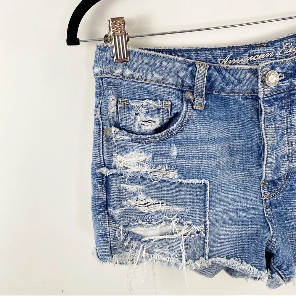 American Eagle Distressed and Destroyed Jean Shorts Size 2